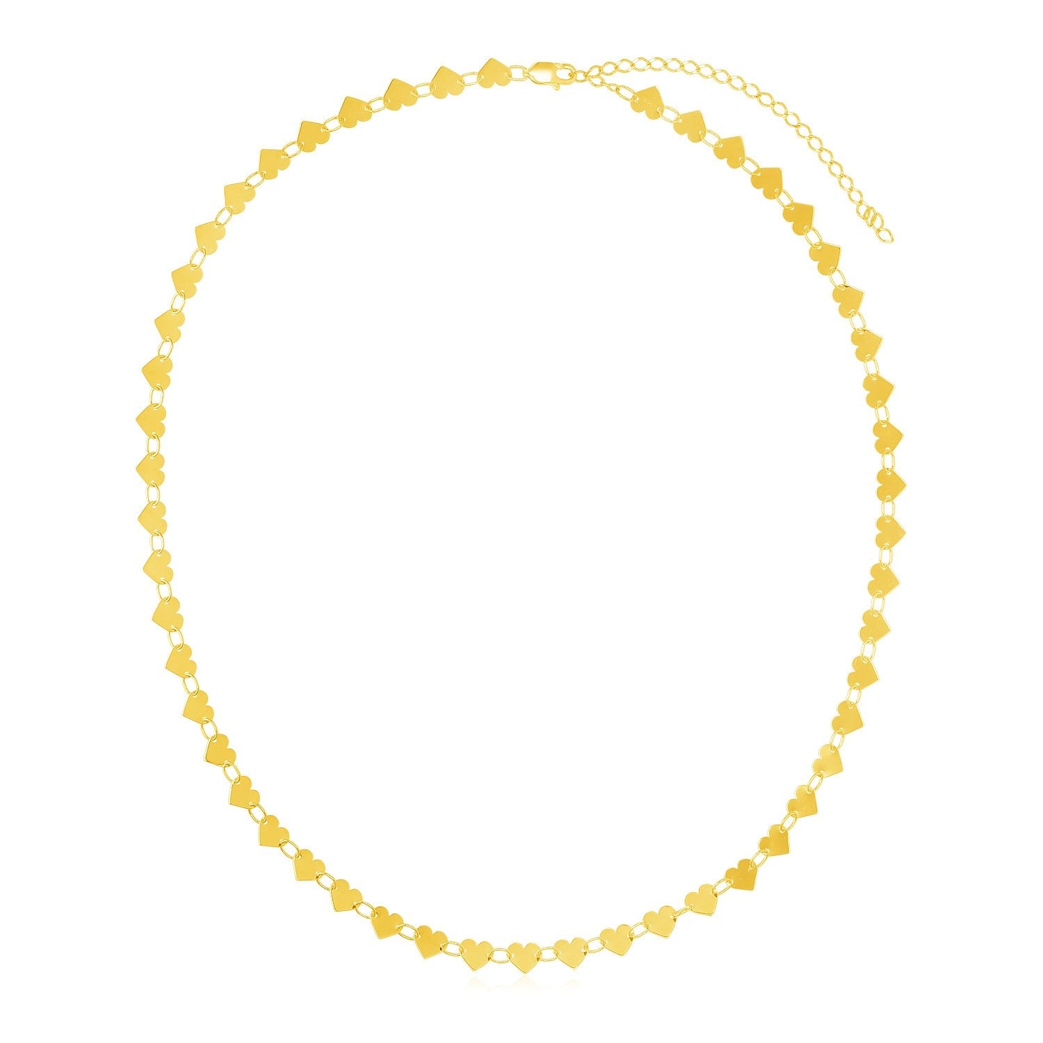 14k Yellow Gold Mirrored Heart Chain Necklace DestGlow