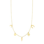 14K Yellow Gold Necklace with Polished Charms - necklaces