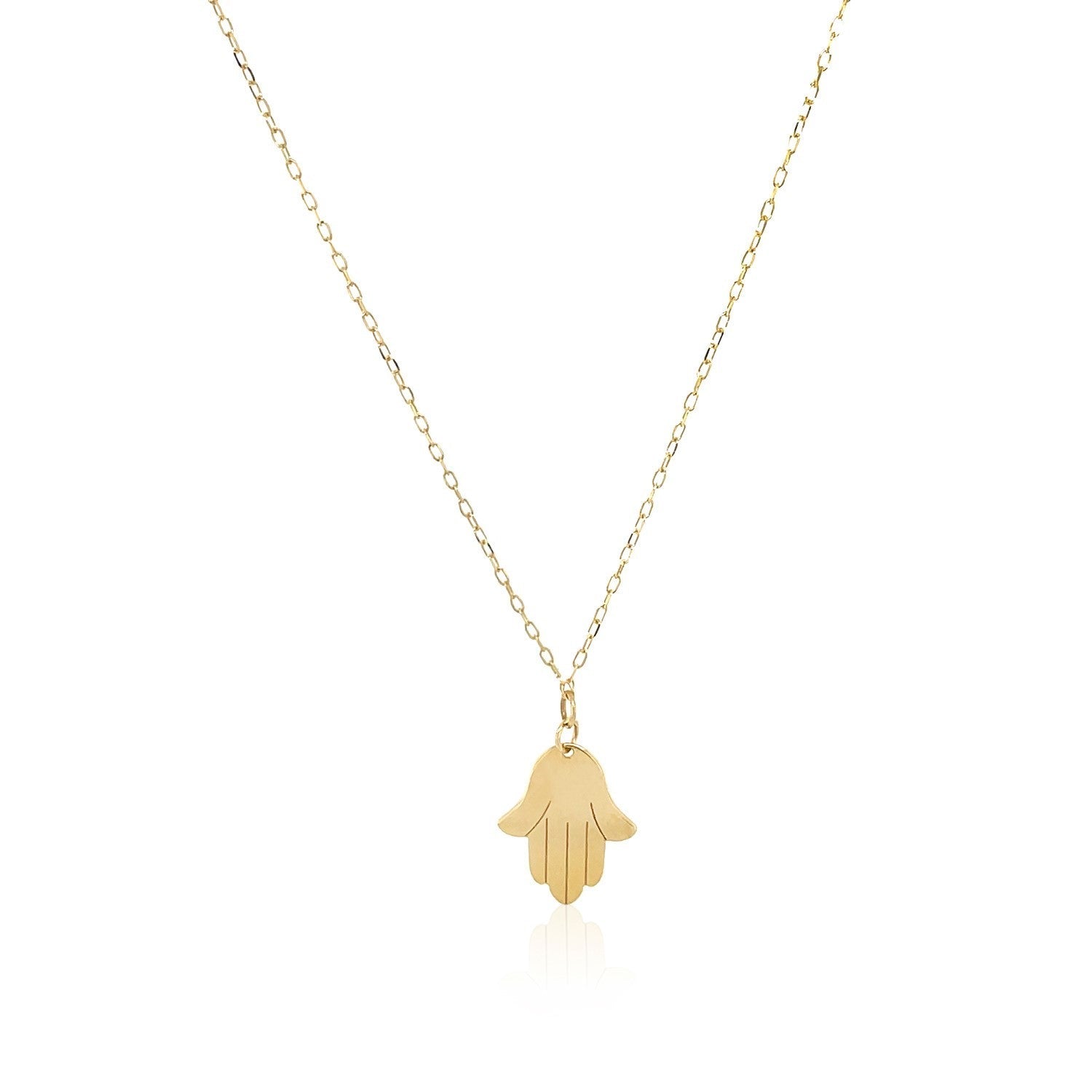 14K Yellow Gold Hand of Hamsa Necklace by Avera Group