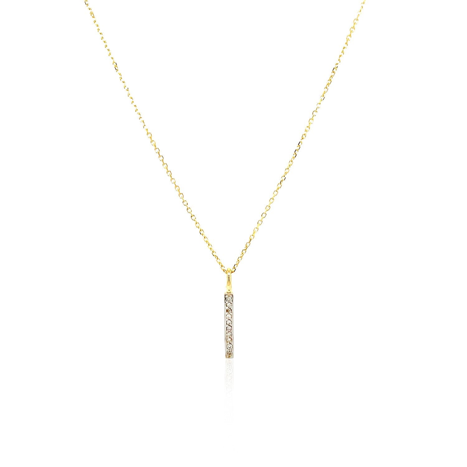 14k Yellow Gold Bar Pendant with Diamonds by Avera Group