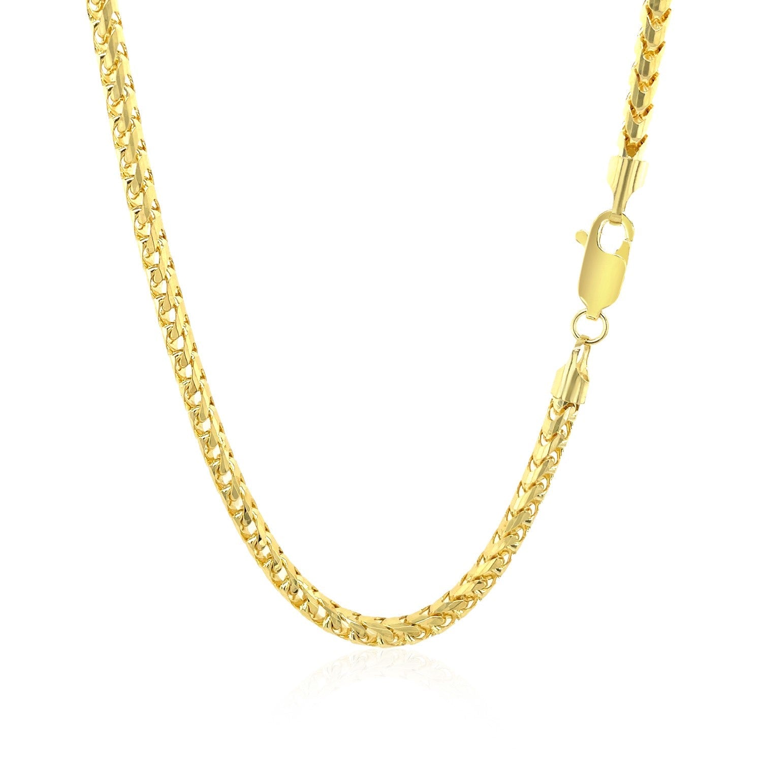 3.1mm 14k Yellow Solid Gold Diamond Cut Round Franco Chain by Bids.com
