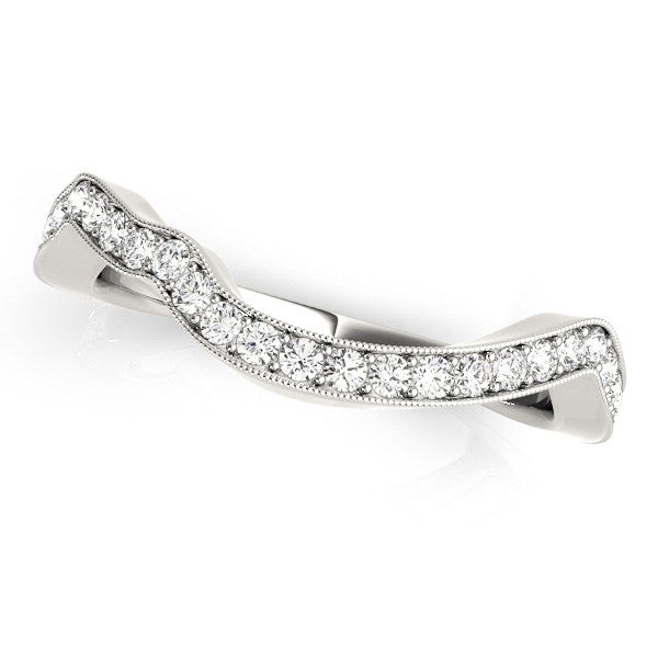 14k White Gold Milgrained Curve Style Diamond Wedding Band (1/5 cttw) by Bids.com