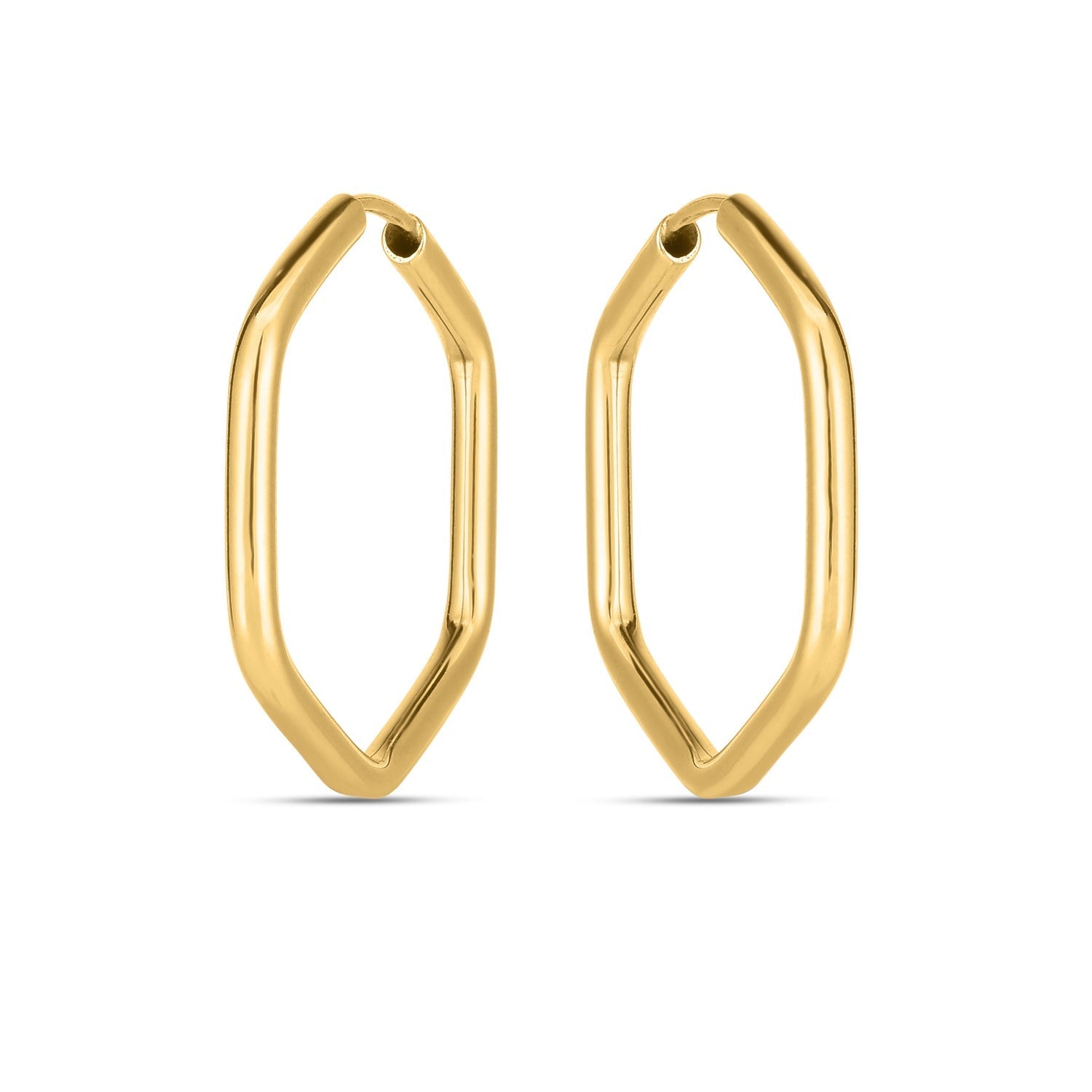 14k Yellow Gold Endless Hexagon Hoop Earrings - DestGlow