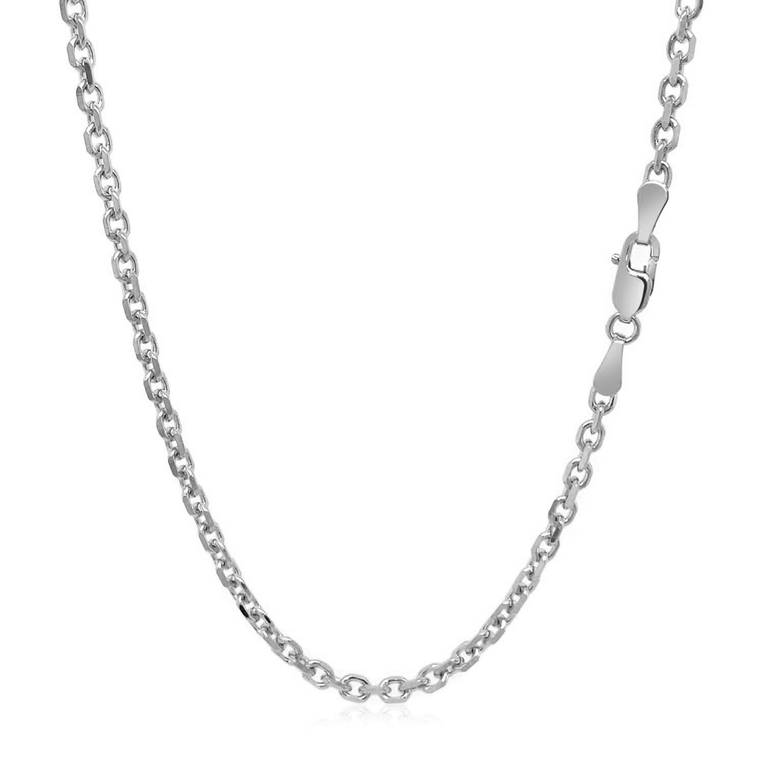 18k White Gold Diamond Cut Cable Link Chain (2.60 mm) DestGlow