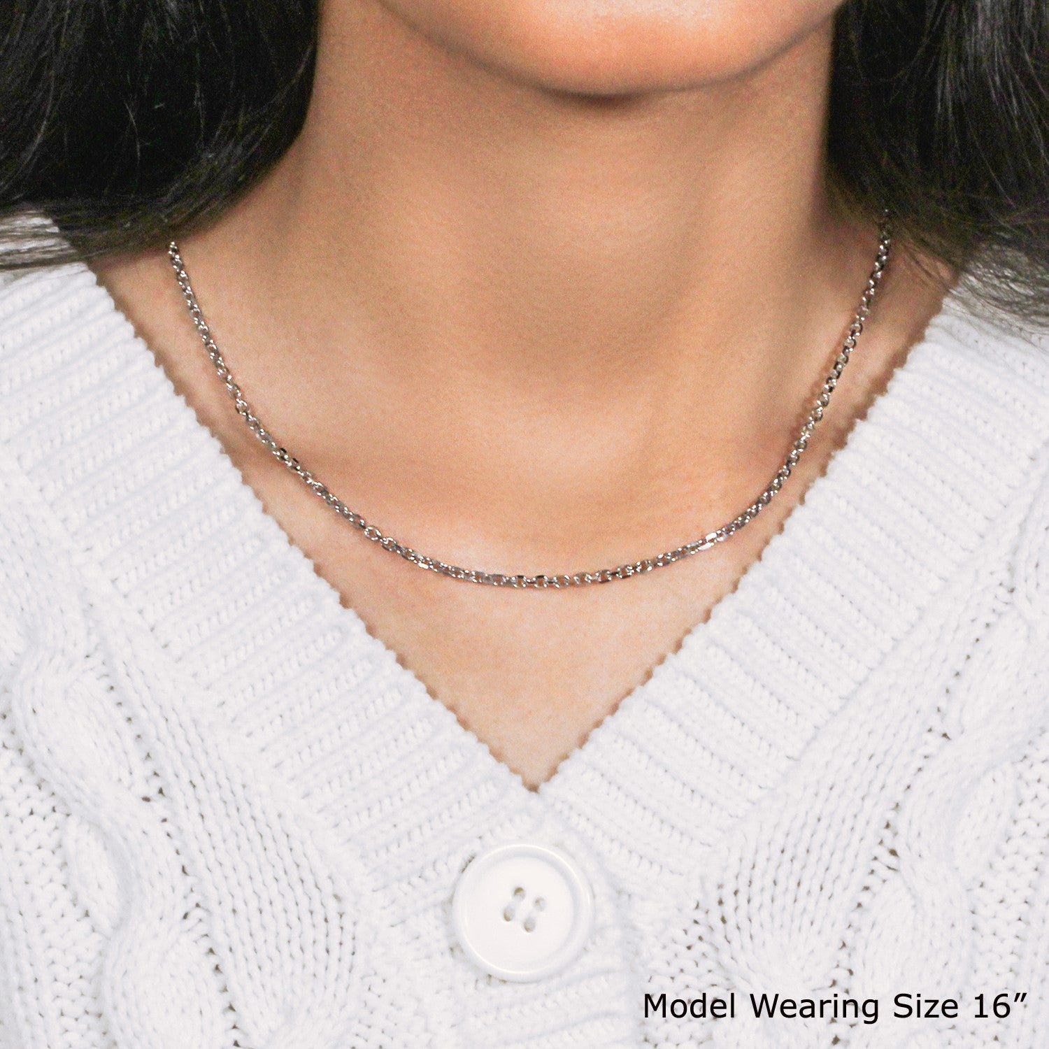 18k White Gold Diamond Cut Cable Link Chain (2.60 mm) DestGlow