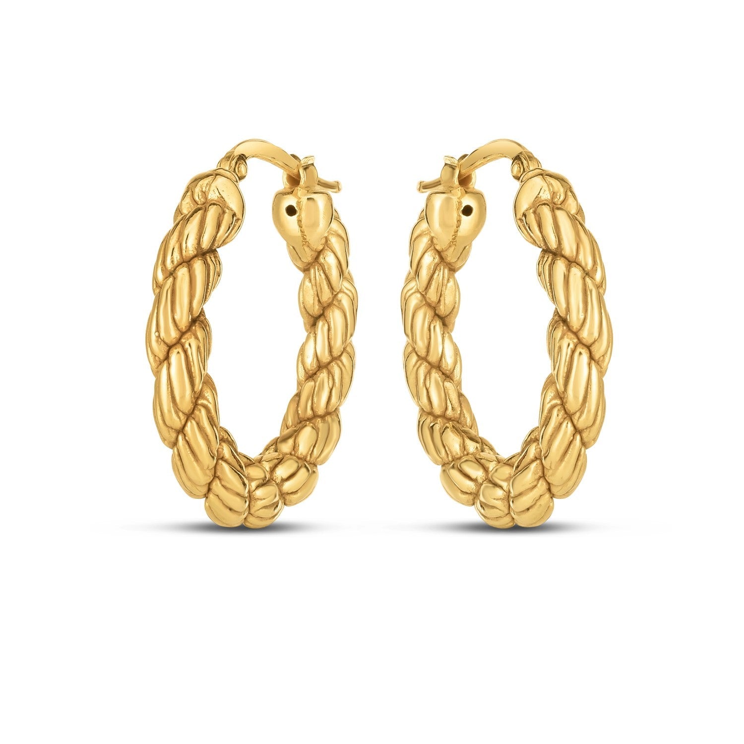 14k Yellow Gold Rope Hoop Earrings - DestGlow