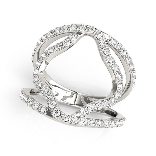 14k White Gold Diamond Flower Style Dual Band Ring (5/8 cttw) by Bids.com