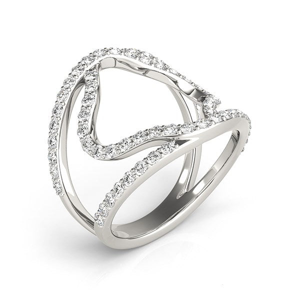 14k White Gold Diamond Flower Style Dual Band Ring (5/8 cttw) by Bids.com