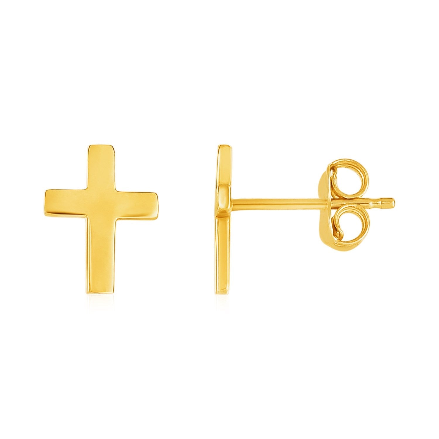 14k Yellow Gold Post Earrings with Crosses by Avera Group