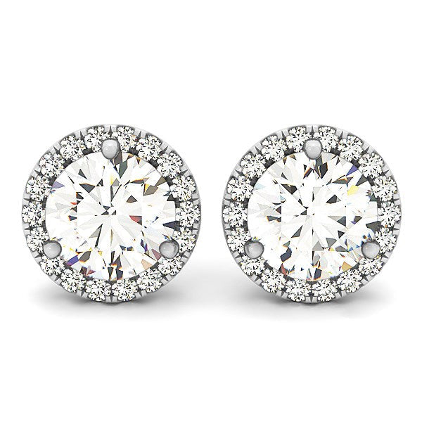 14k White Gold Round Prong Halo Style Earrings (1 cttw) by Bids.com