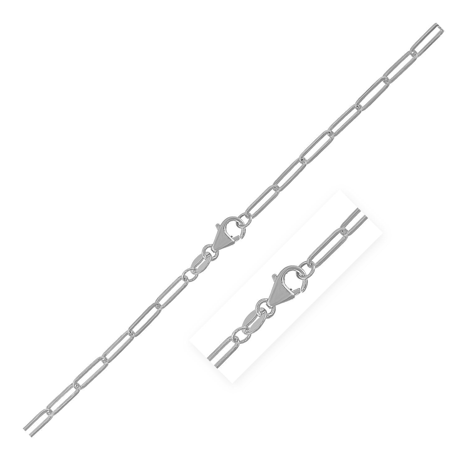 18K White Gold Paperclip Chain (2.50 mm) by Avera Group