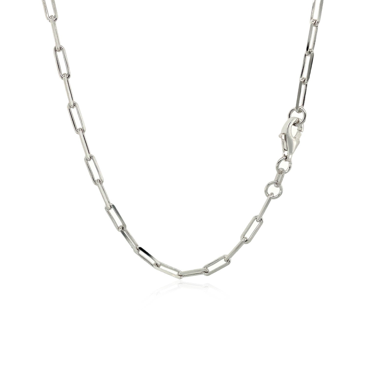 18K White Gold Paperclip Chain (2.50 mm) by Avera Group