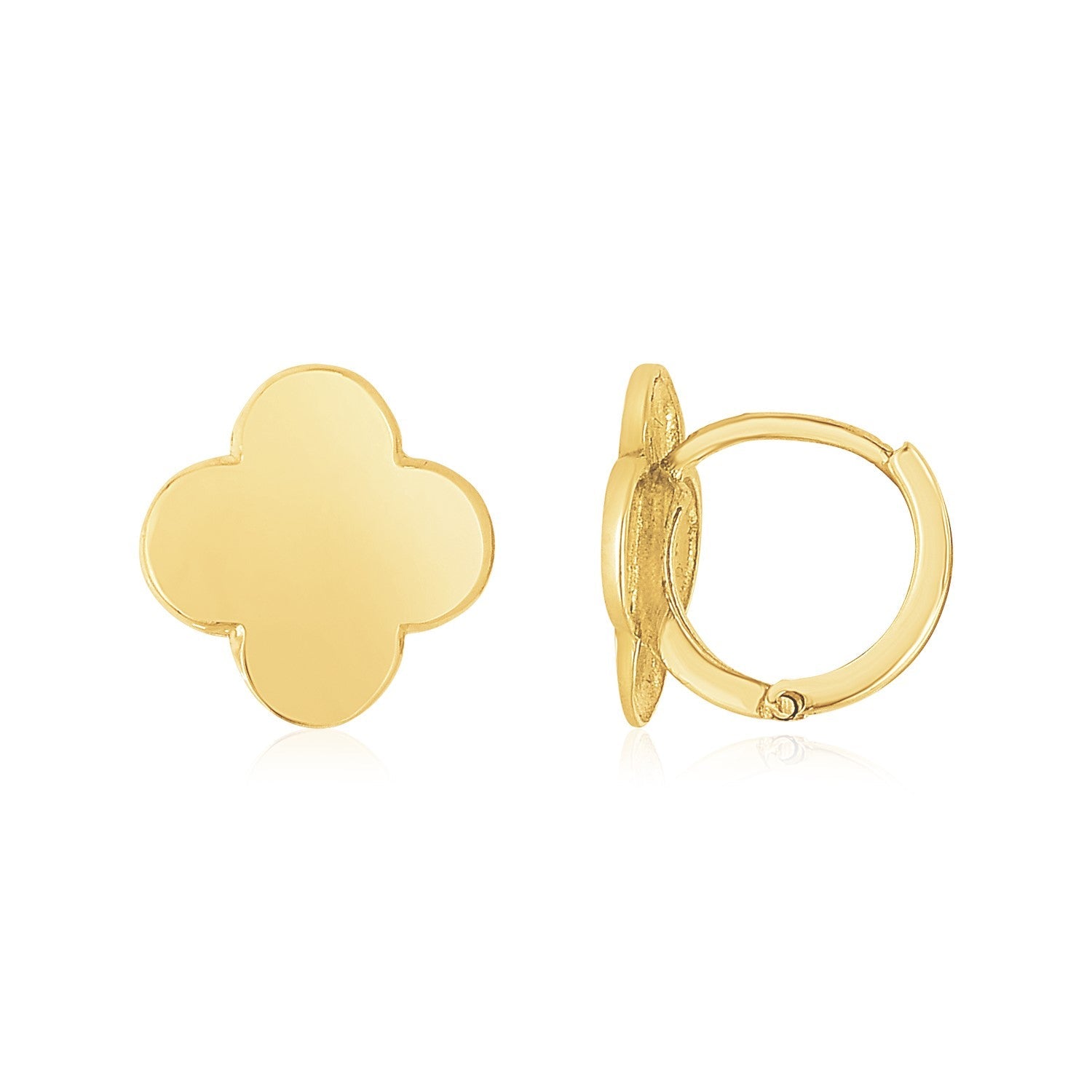 14K Yellow Gold Polished Clover Stud Earrings - earrings