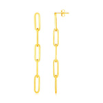 14K Yellow Gold Five Link Paperclip Chain Earrings - necklaces