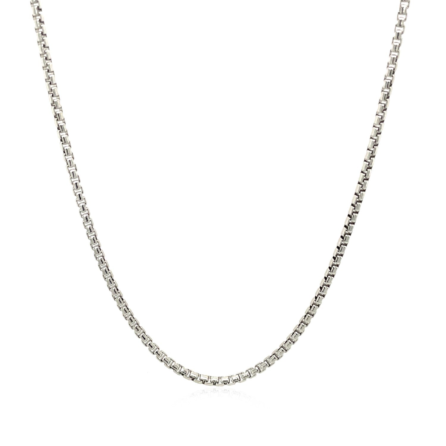 Sterling Silver Rhodium Plated Round Box Chain (1.50 mm) - DestGlow