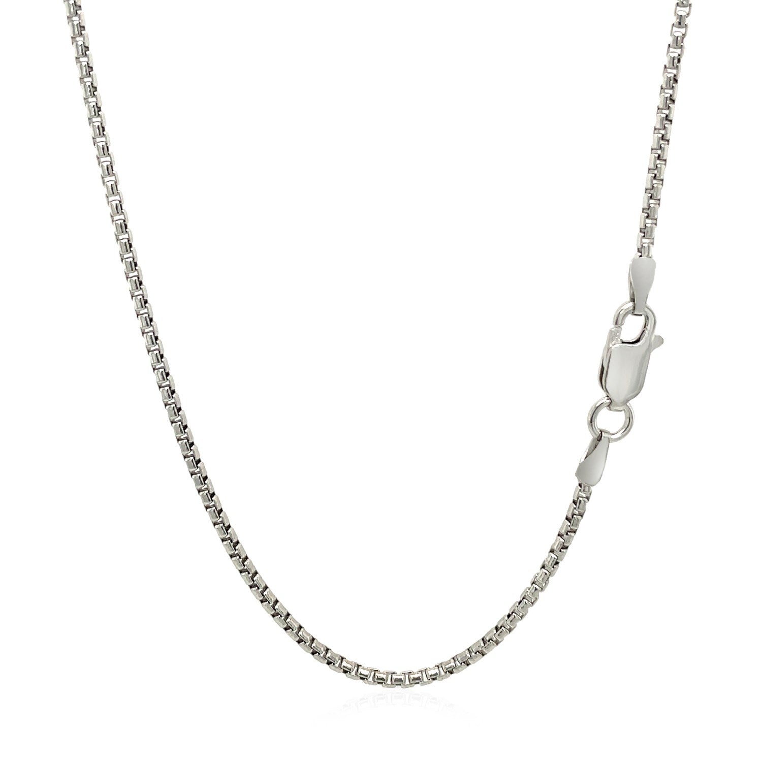 Sterling Silver Rhodium Plated Round Box Chain 1.5mm by Avera Group