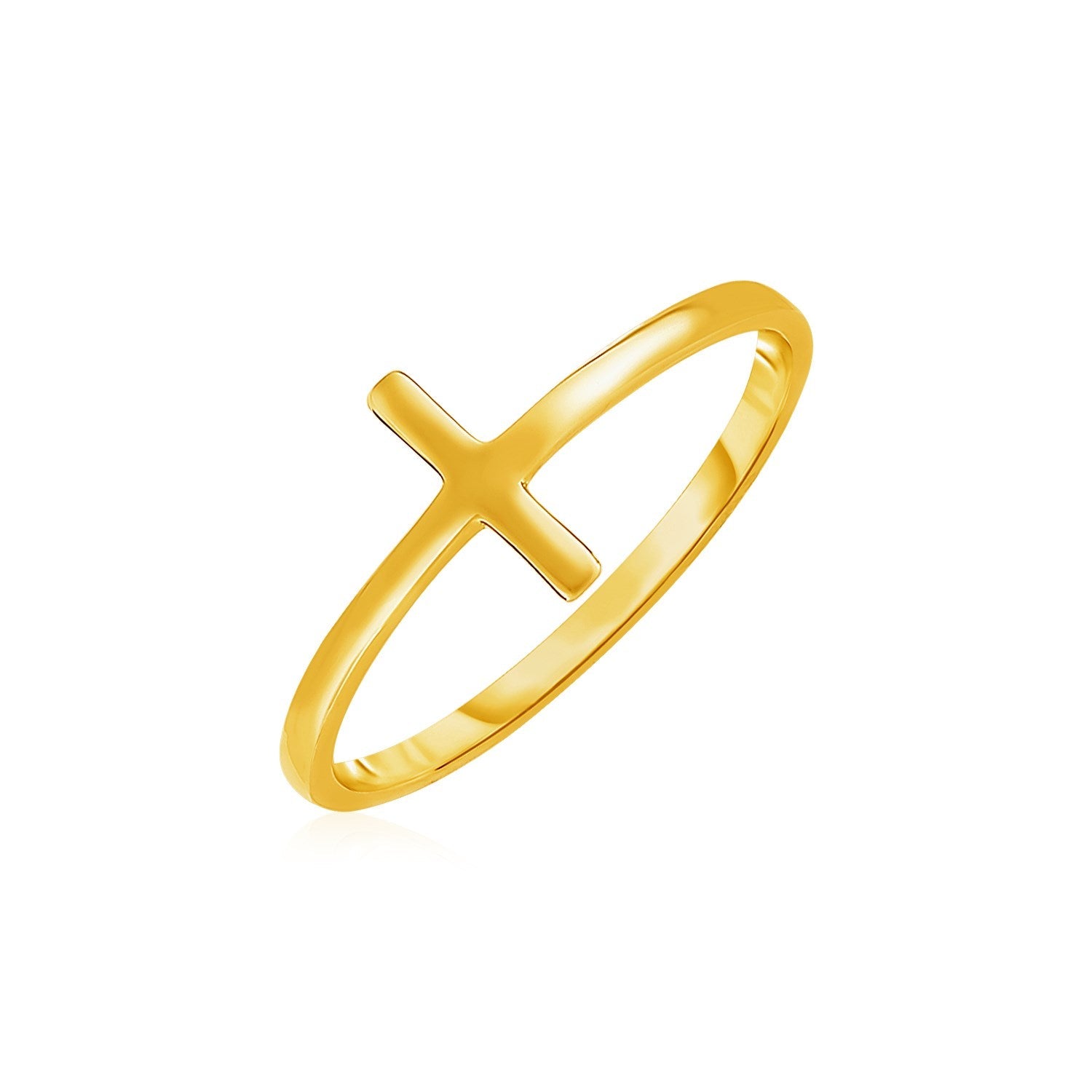 14k Yellow Gold Cross Motif Ring - rings