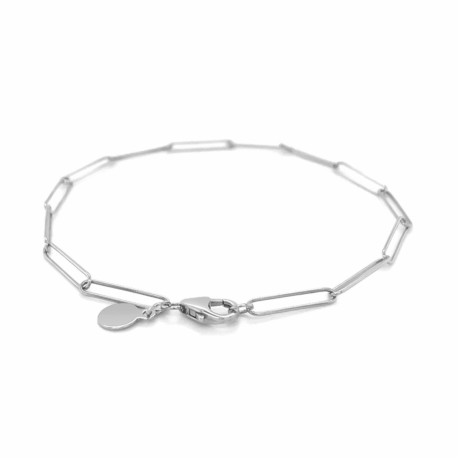 14k White Gold Wire Paperclip Bracelet (2.7mm) - DestGlow