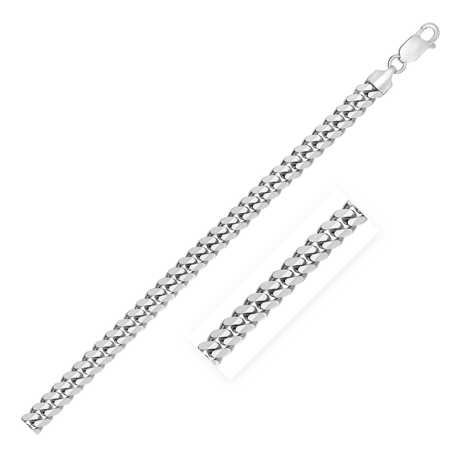 Sterling Silver Rhodium Plated Miami Cuban Chain 6.2mm DestGlow