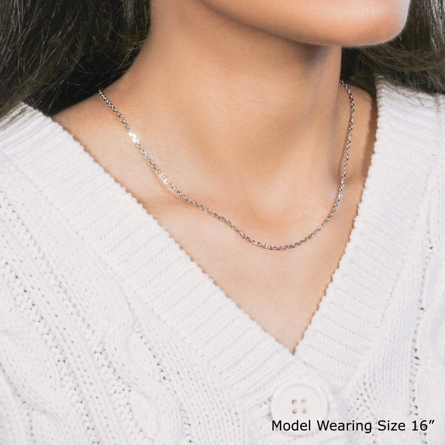 18k White Gold Diamond Cut Cable Link Chain (1.90 mm) DestGlow