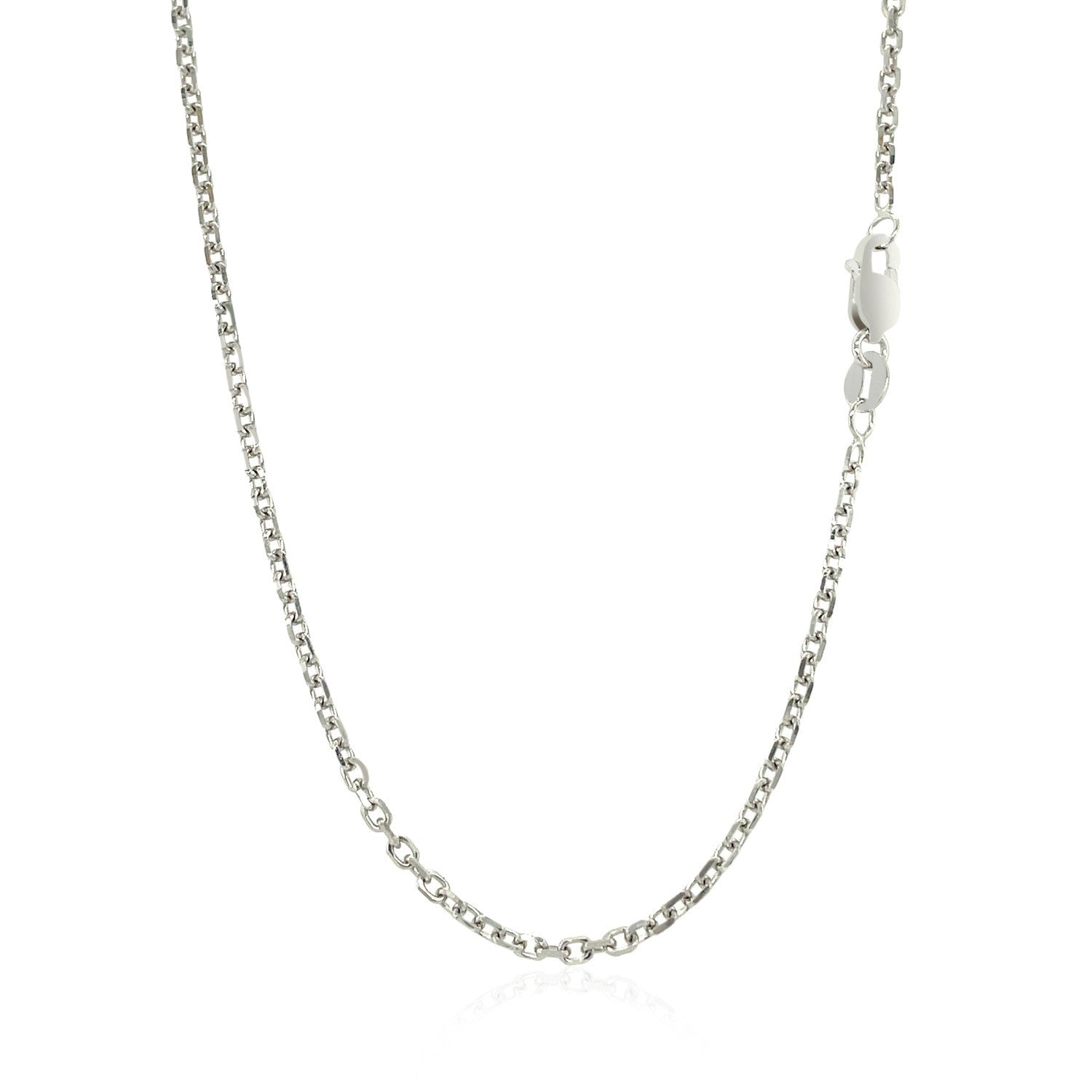 18k White Gold Diamond Cut Cable Link Chain (1.90 mm) DestGlow