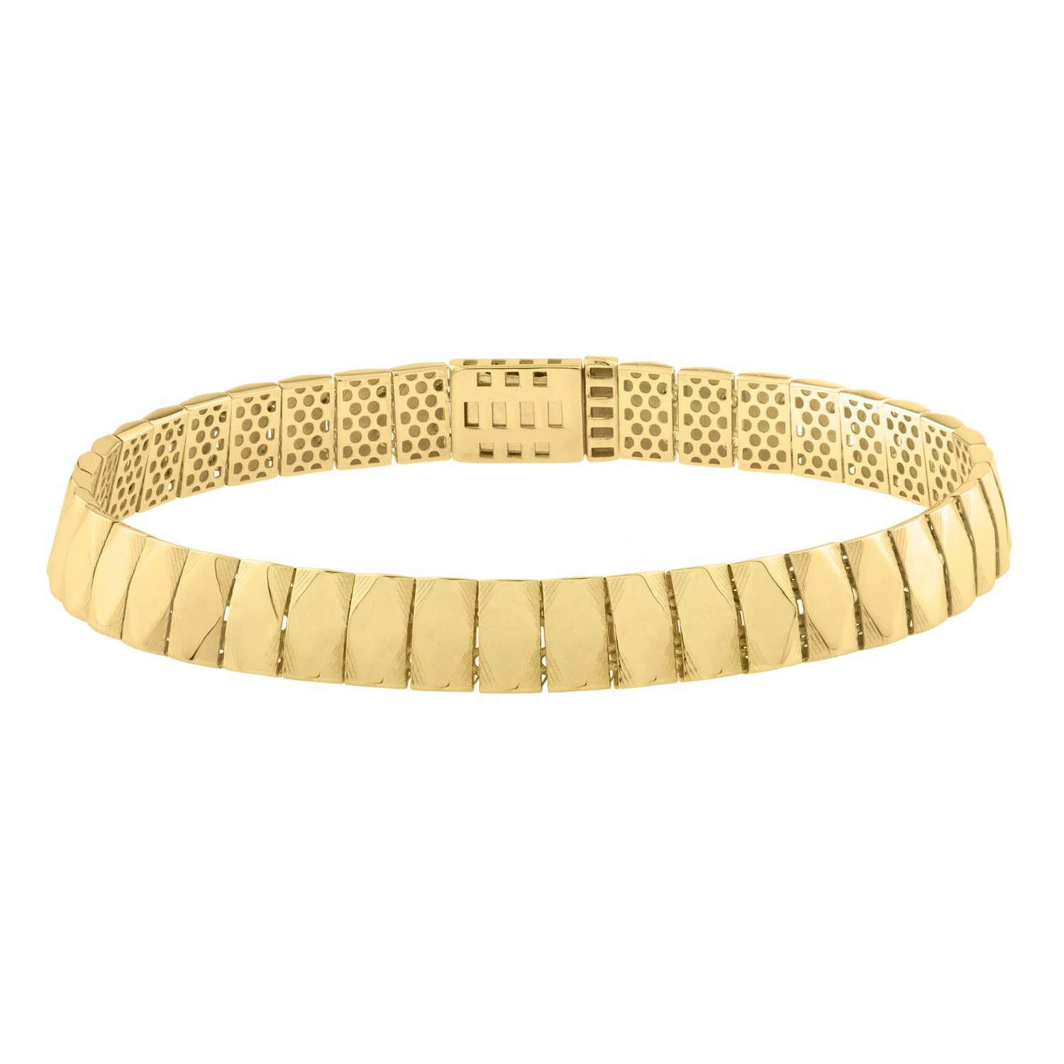 14k Yellow Gold Diamond Shaped Tile Length Bracelet (7.10 mm) by Bids.com