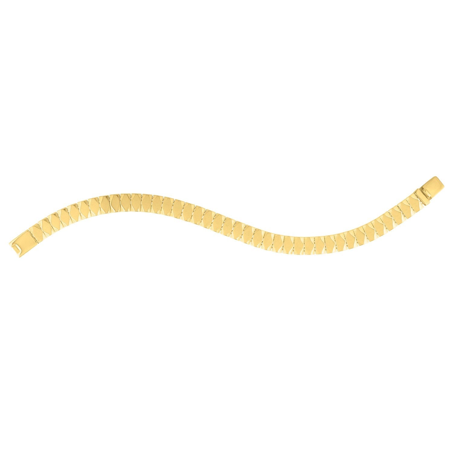14k Yellow Gold Diamond Shaped Tile Length Bracelet (7.10 mm) by Bids.com