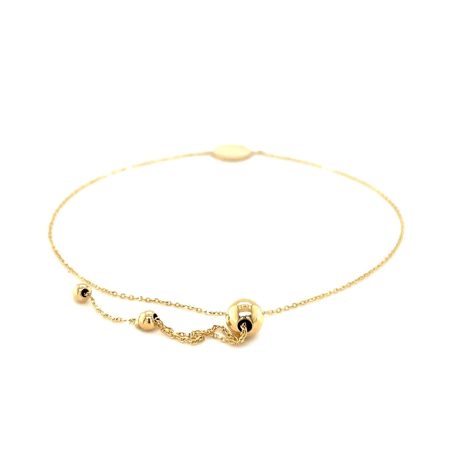 Adjustable Bracelet with Shiny Circle in 14k Yellow Gold (7.50 mm) - DestGlow