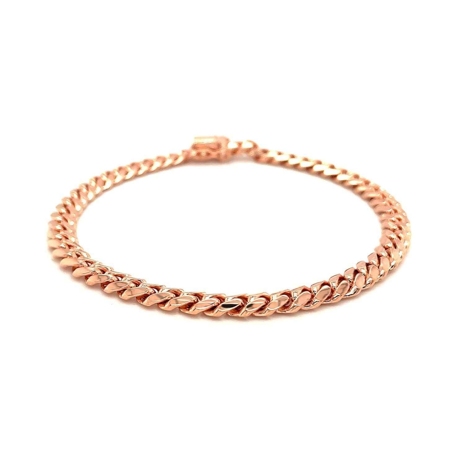 14k Rose Gold Classic Miami Cuban Solid Bracelet (6.10 mm)