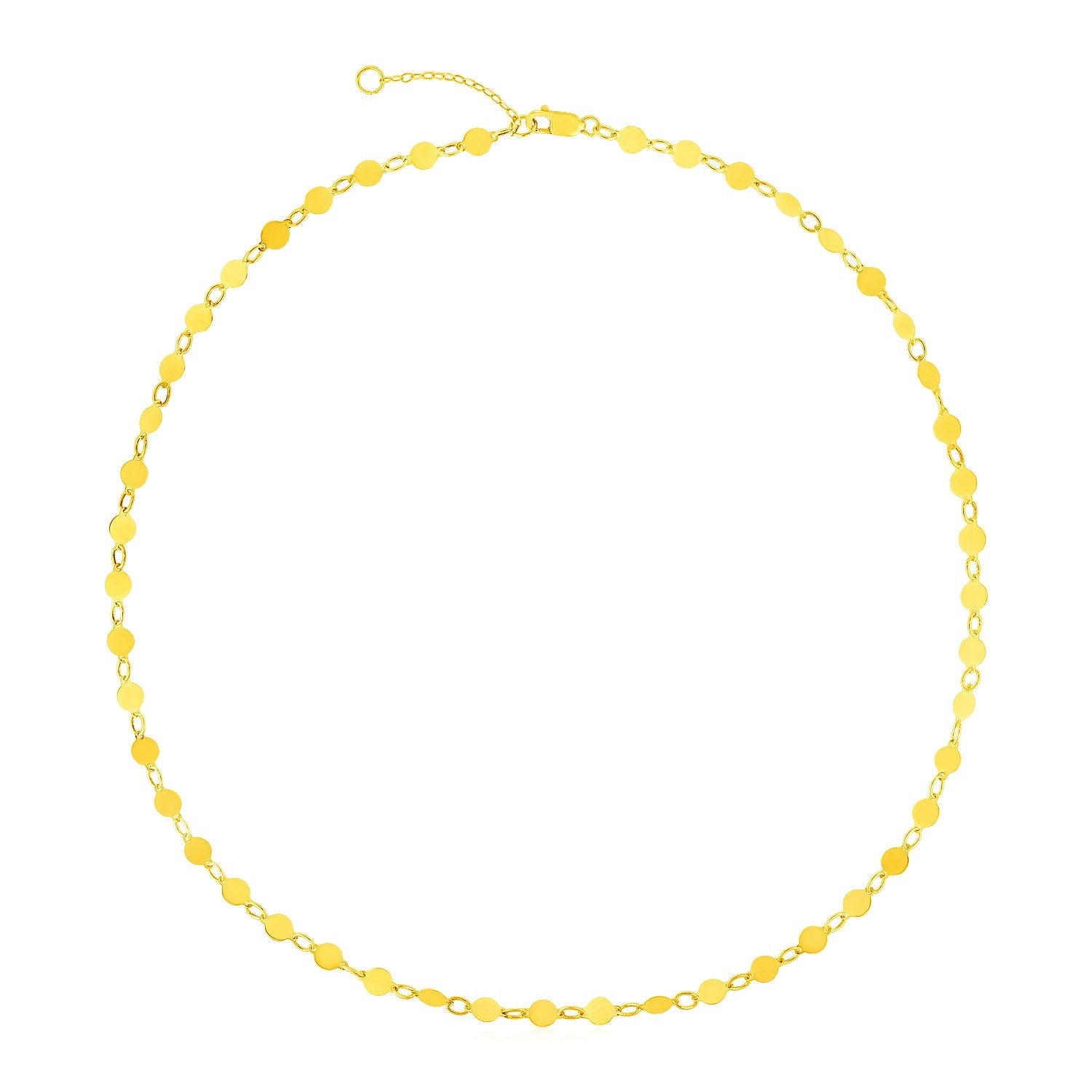 14k Yellow Gold Necklace with Polished Circles - necklaces