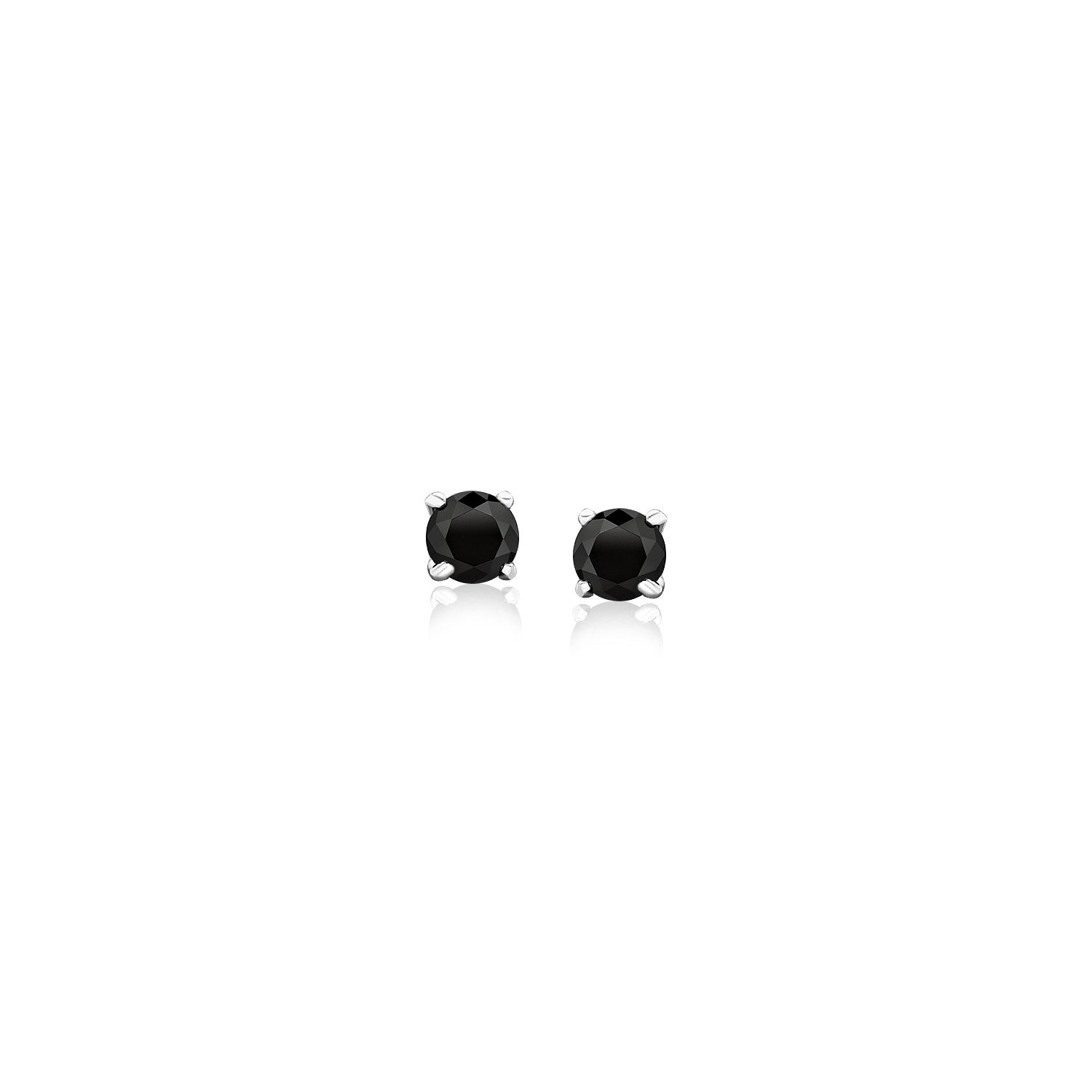 14k White Gold Black 3mm Faceted Cubic Zirconia Stud Earrings DestGlow