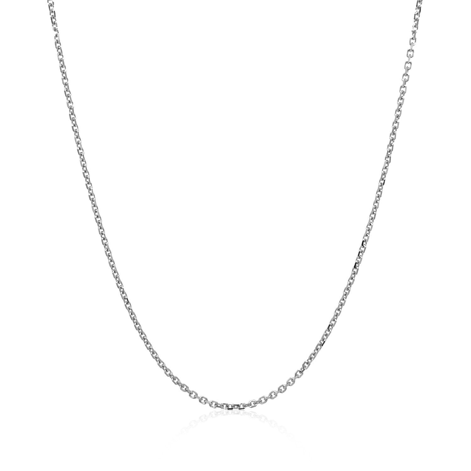 18k White Gold Diamond Cut Cable Link Chain (1.10 mm) DestGlow