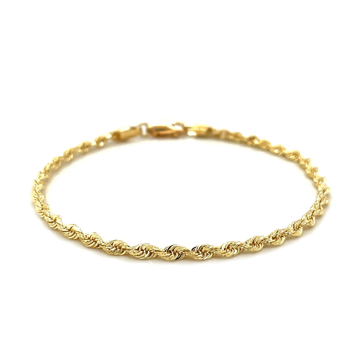 10k Yellow Gold Solid Diamond Cut Rope Bracelet (2.75 mm) - DestGlow