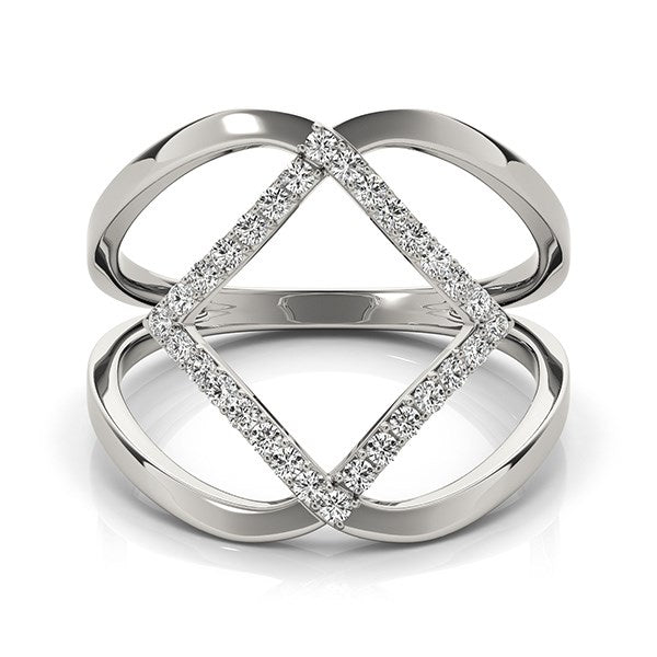 14k White Gold Interlaced Design Diamond Ring (1/5 cttw) by Bids.com