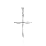 14k White Gold Rounded and Pointed Cross Pendant - necklaces