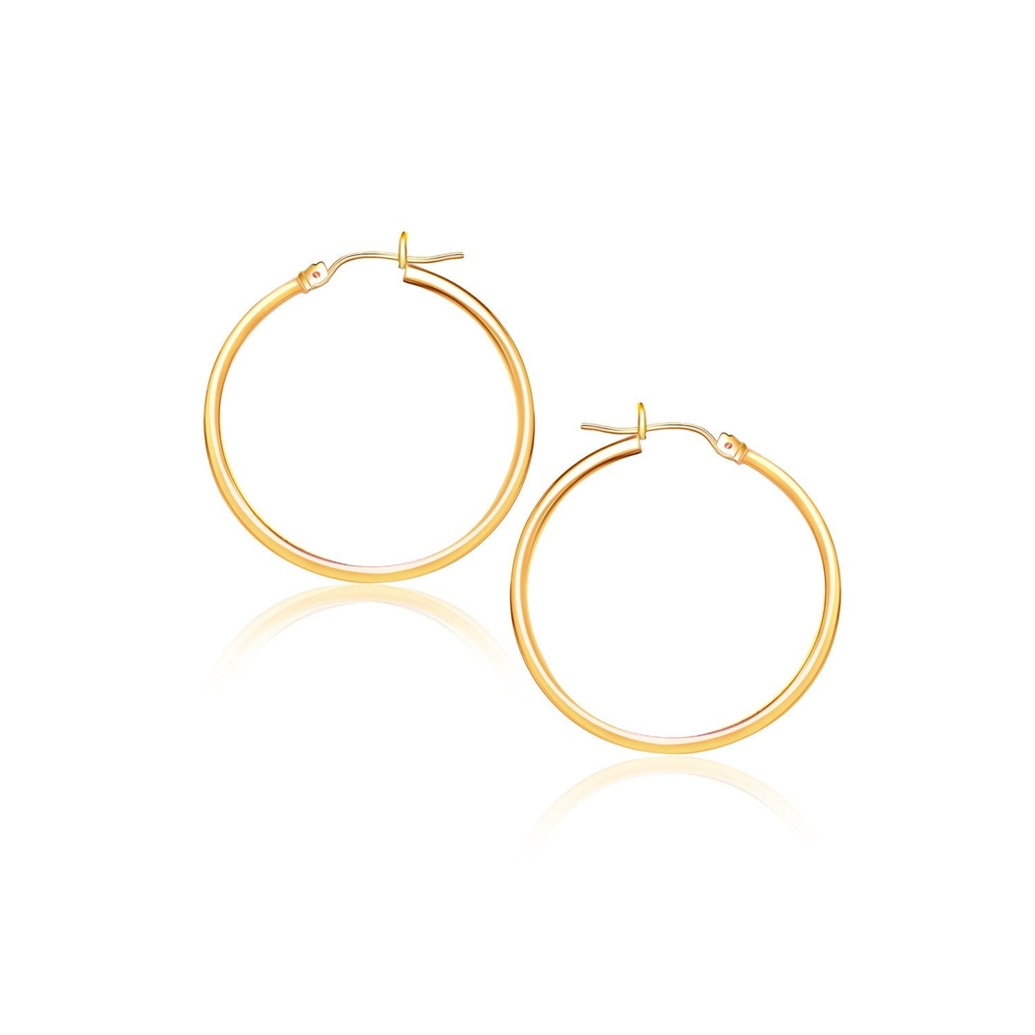 10k Yellow Gold Polished Hoop Earrings (2x40 mm) - earrings