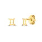 14K Yellow Gold Gemini Stud Earrings - earrings