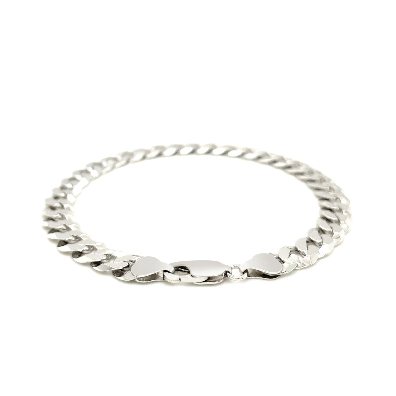 Rhodium Plated Sterling Silver Curb Style Bracelet (7.90 mm) by Avera Group