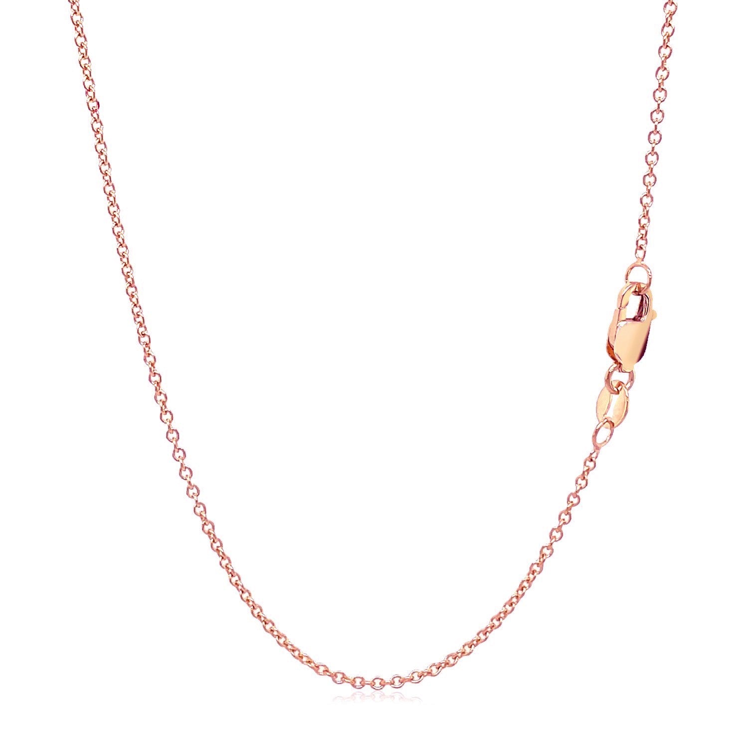 14k Rose Gold Round Cable Link Chain (1.25 mm) by Avera Group