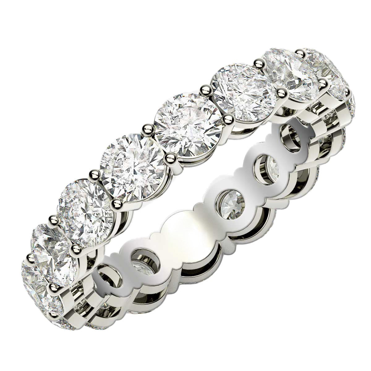 Round Cut Lab Grown Diamond Eternity Ring in 14k White Gold (4 cttw FG/VS2) DestGlow