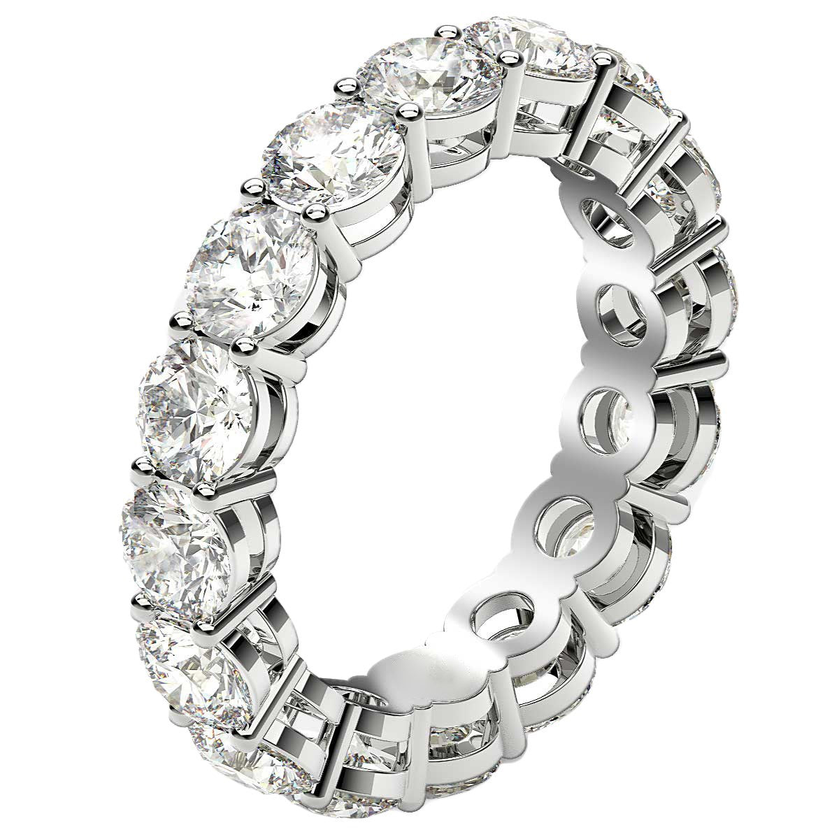 Round Cut Lab Grown Diamond Eternity Ring in 14k White Gold (4 cttw FG/VS2) DestGlow