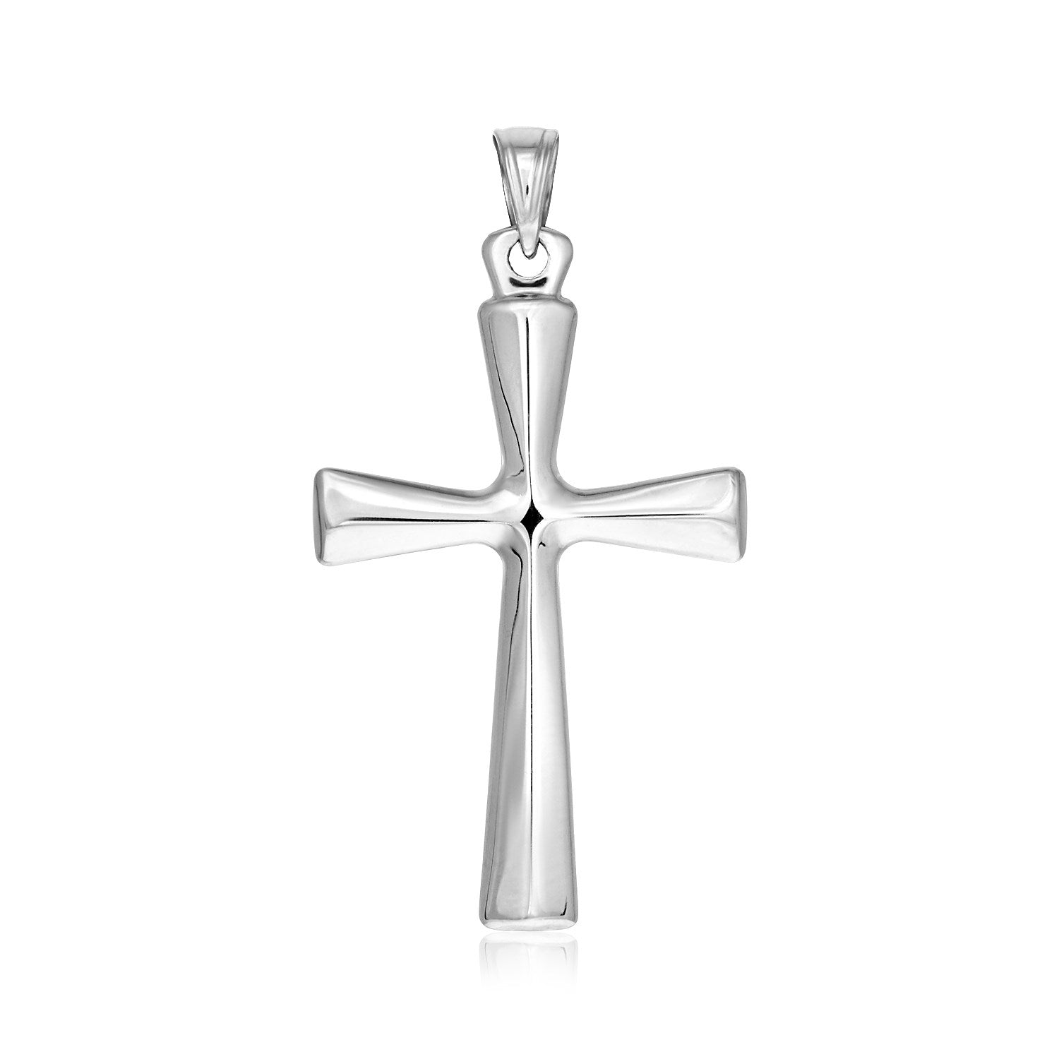 Sterling Silver Domed Rounded Cross Pendant - DestGlow