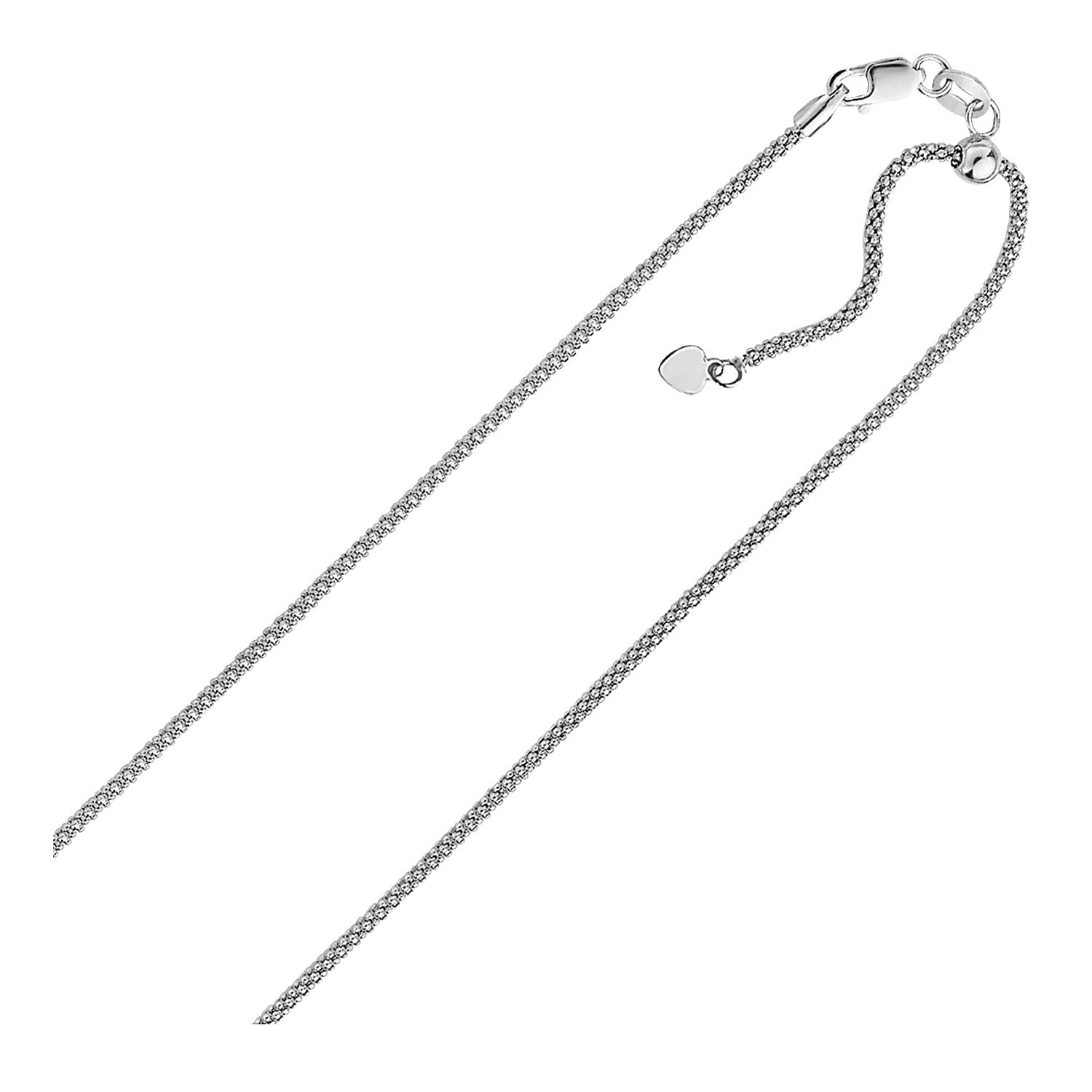Sterling Silver 0.8mm Adjustable Popcorn Chain DestGlow