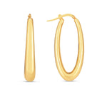 14k Yellow Gold Elongated Oval Hoops - accessories