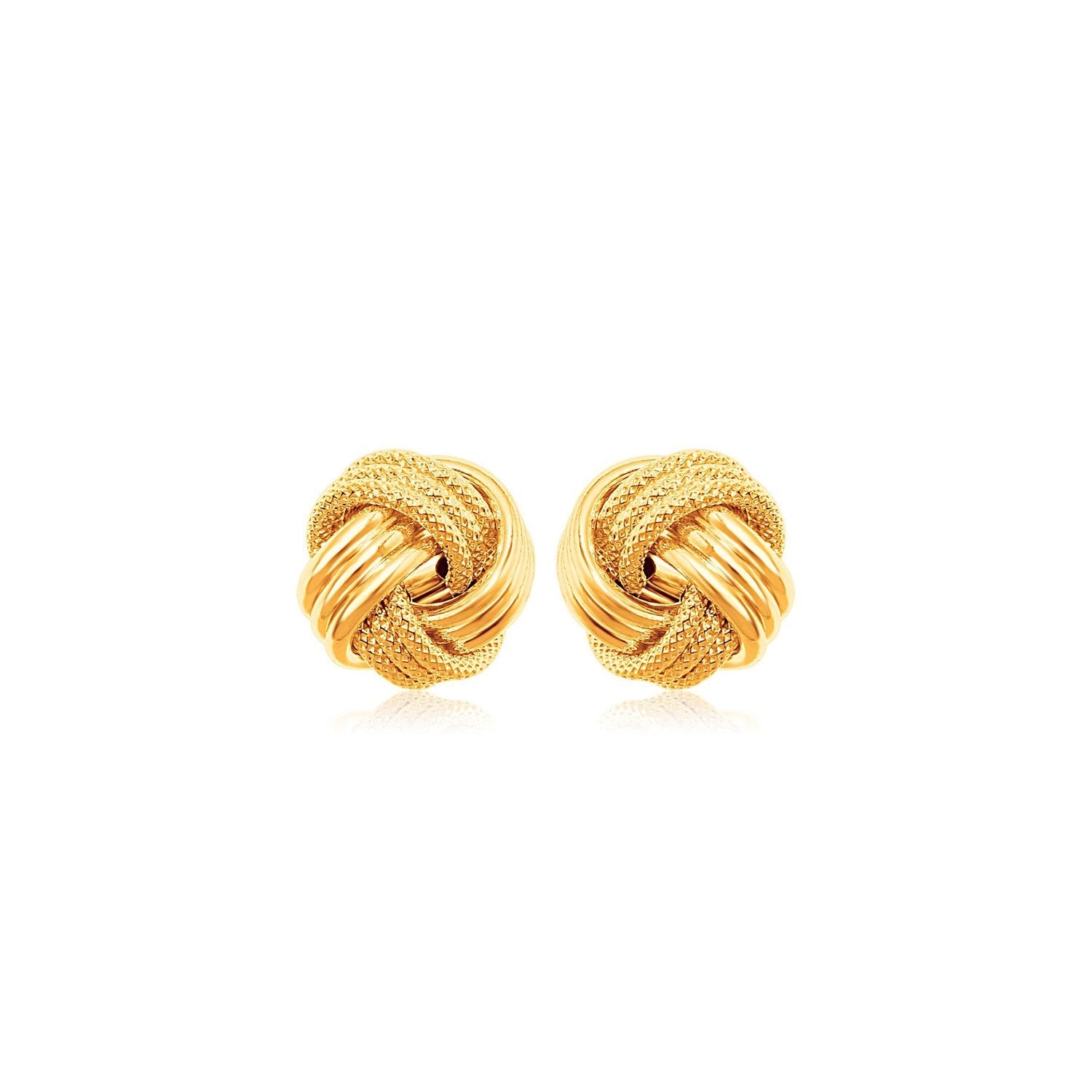 10k Yellow Gold Love Knot with Ridge Texture Earrings - accessories