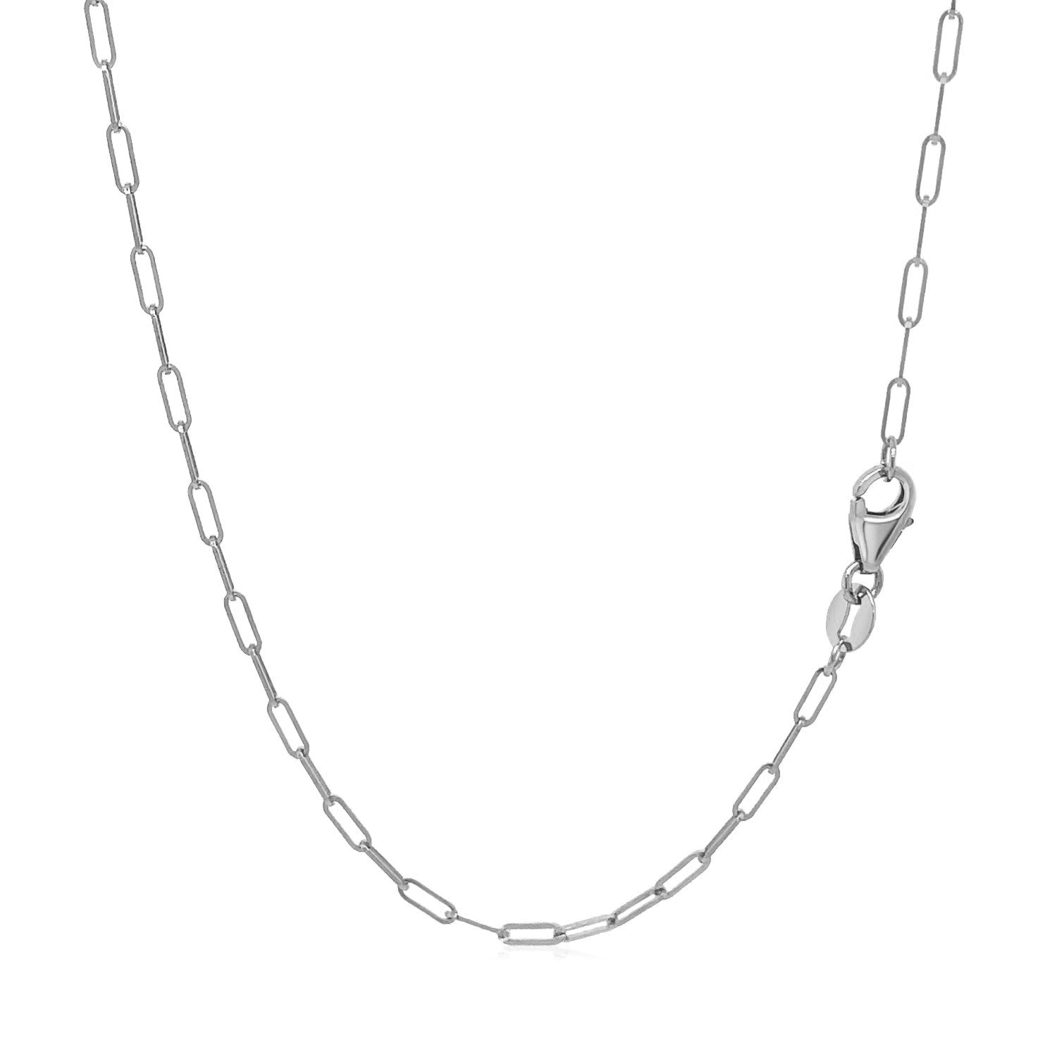 14K White Gold Fine Paperclip Chain (1.50 mm) - DestGlow