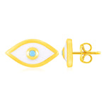 14K Yellow Gold Evil Eye Earrings with Enamel - accessories