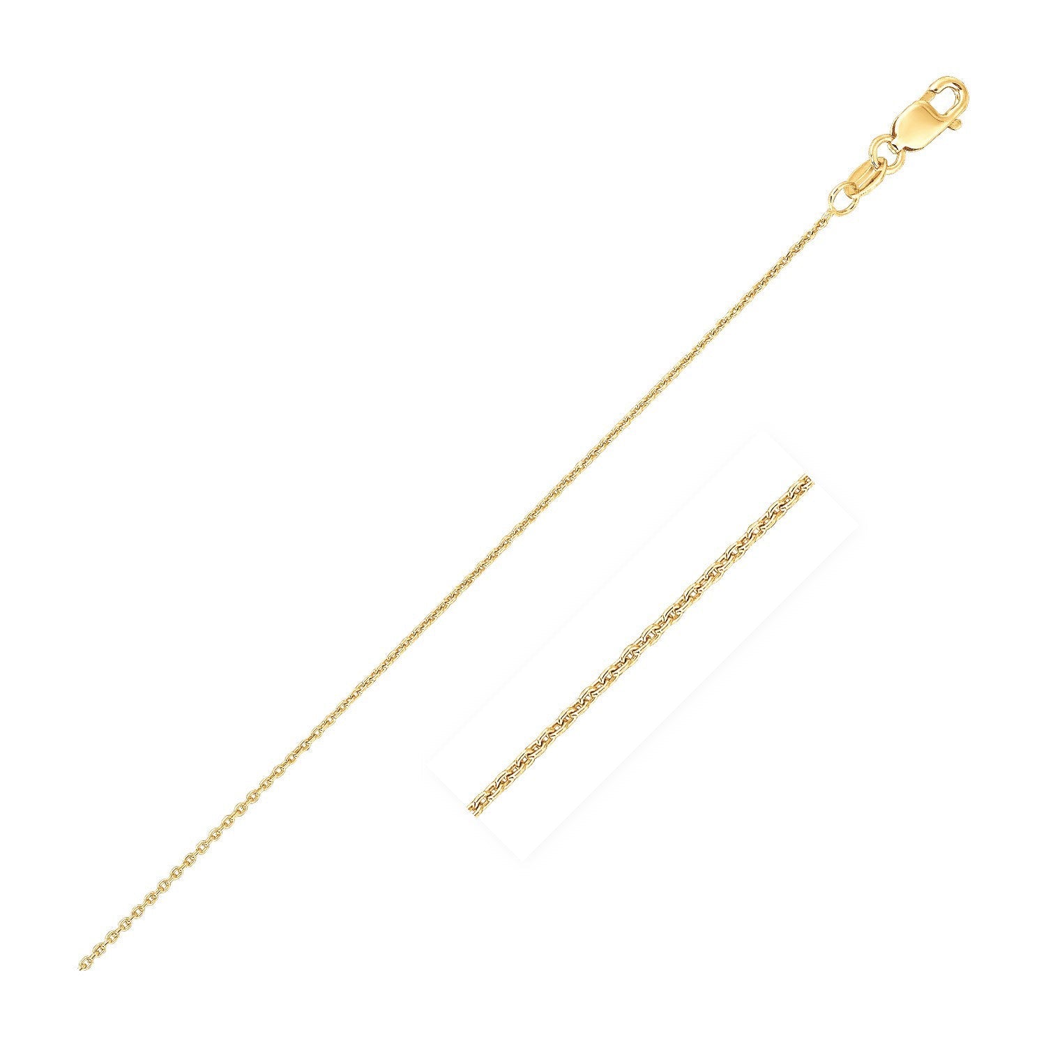 14k Yellow Gold Oval Cable Link Chain (0.85 mm) by Avera Group
