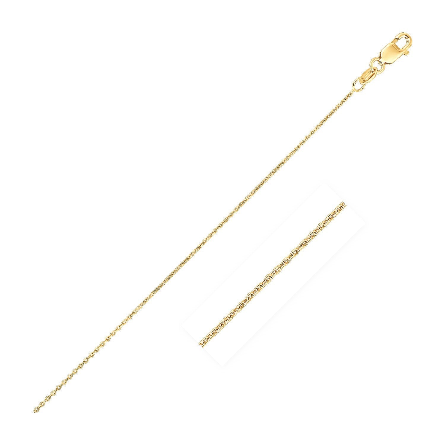 14k Yellow Gold Oval Cable Link Chain 0.6mm DestGlow