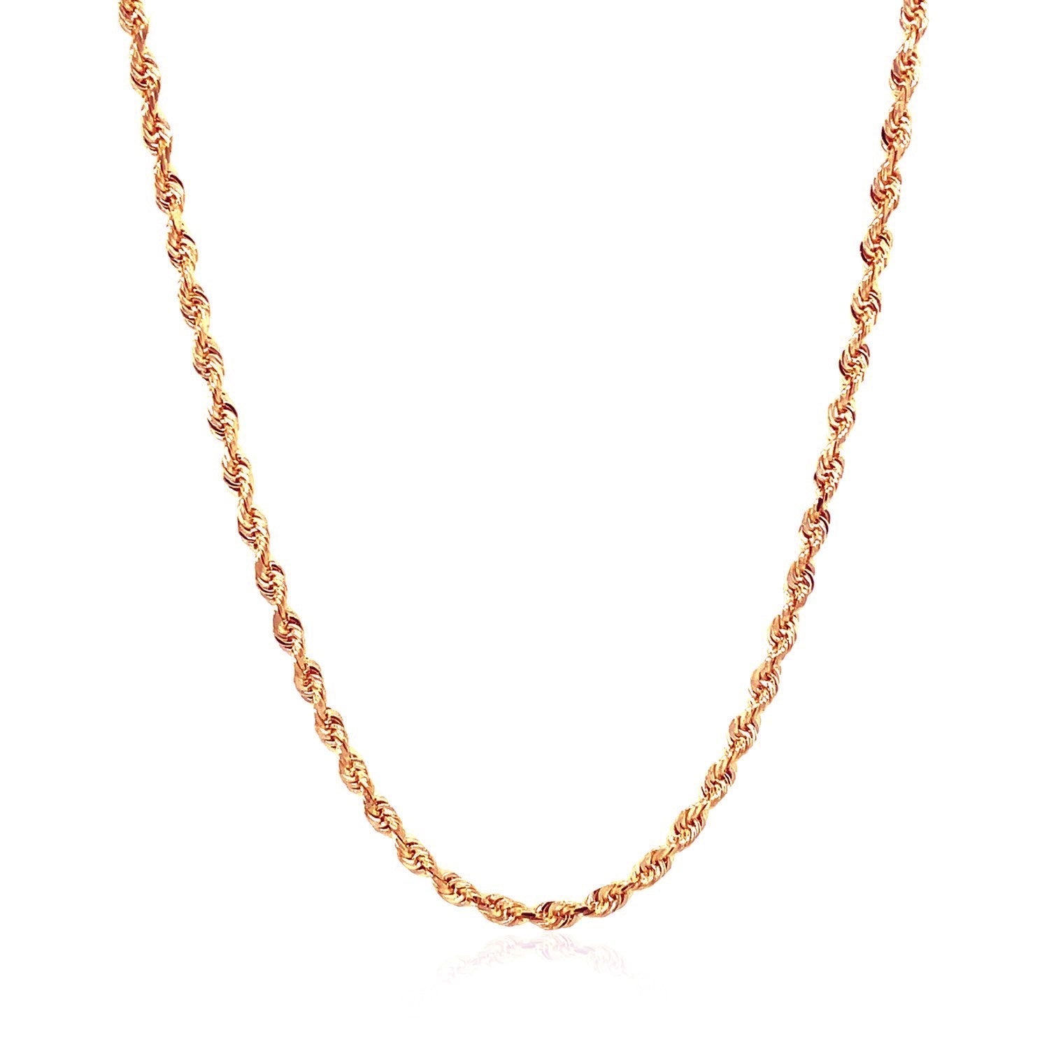 14k Rose Gold Solid Diamond Cut Rope Chain (2.30 mm) DestGlow